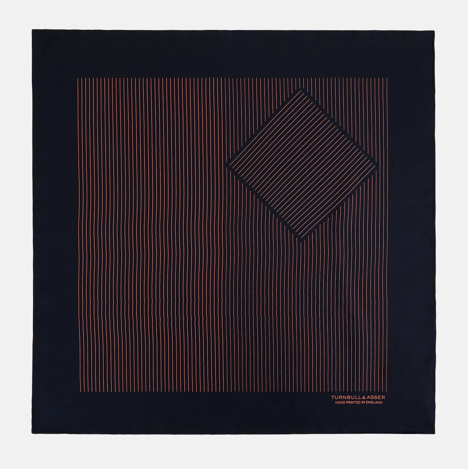 Navy and Orange Stripe Silk Pocket Square sold by Turnbull & Asser product image thumbnail 3