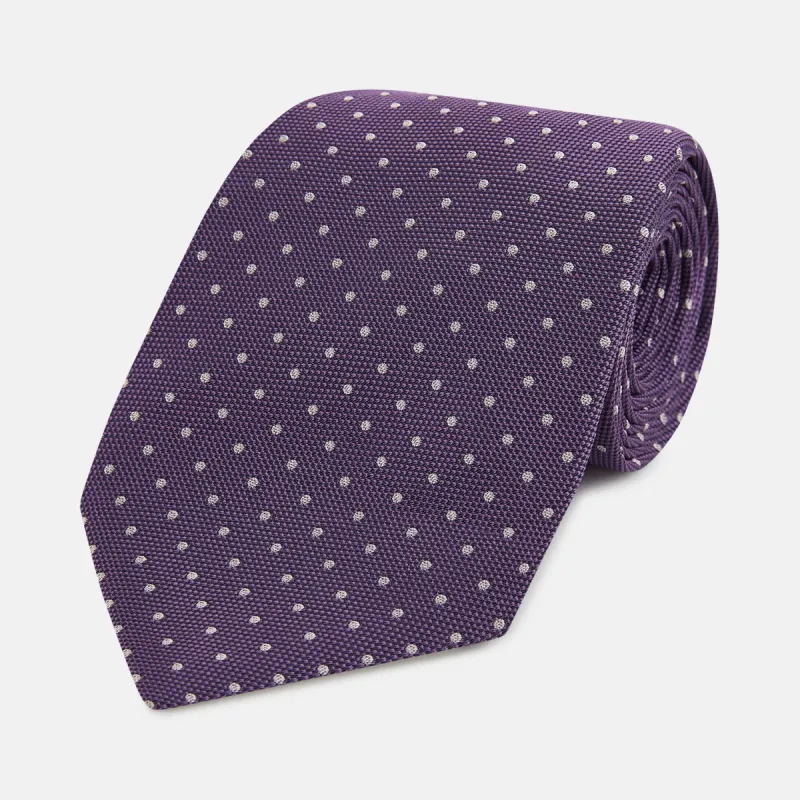 Lavender and Purple Micro Dot Silk Tie sold by Turnbull & Asser