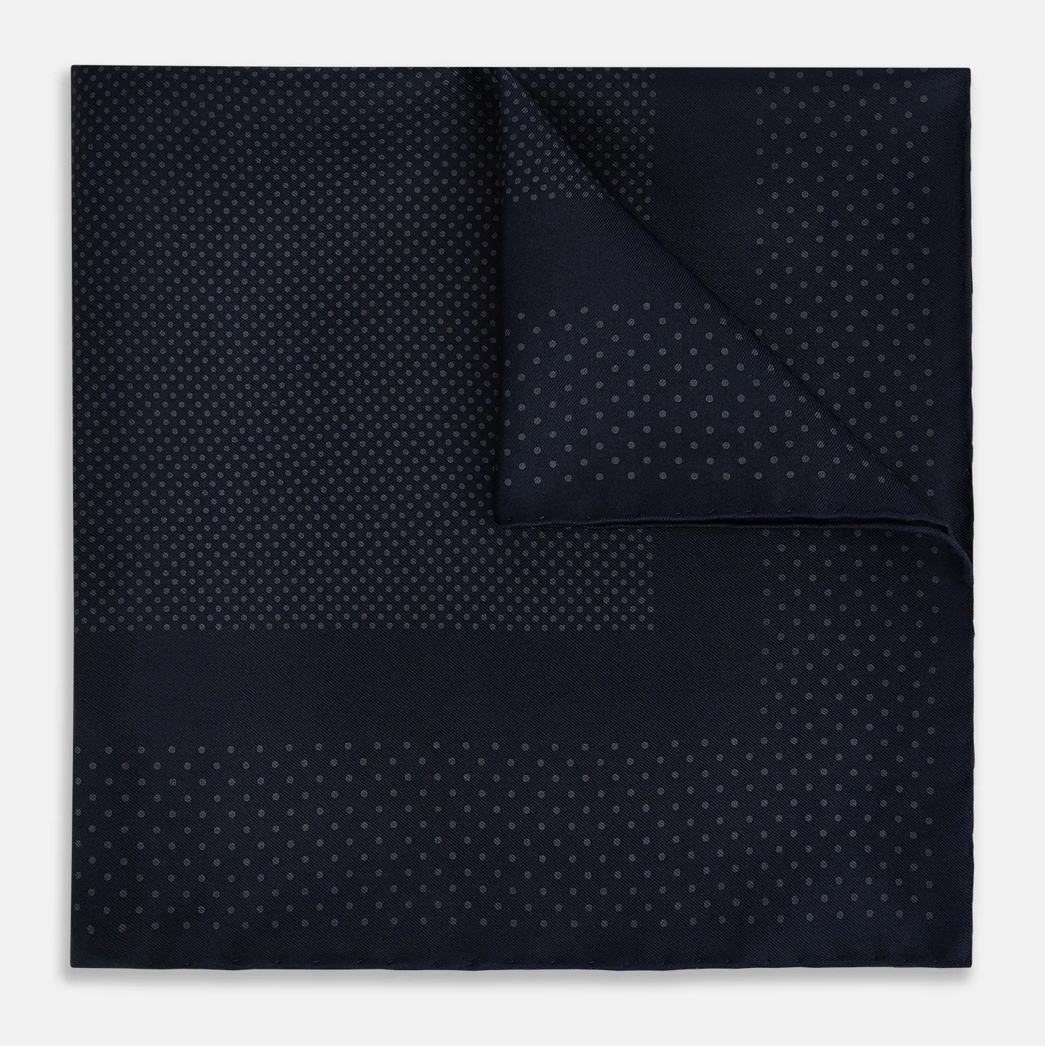 Navy and Charcoal Dot Silk Pocket Square sold by Turnbull & Asser