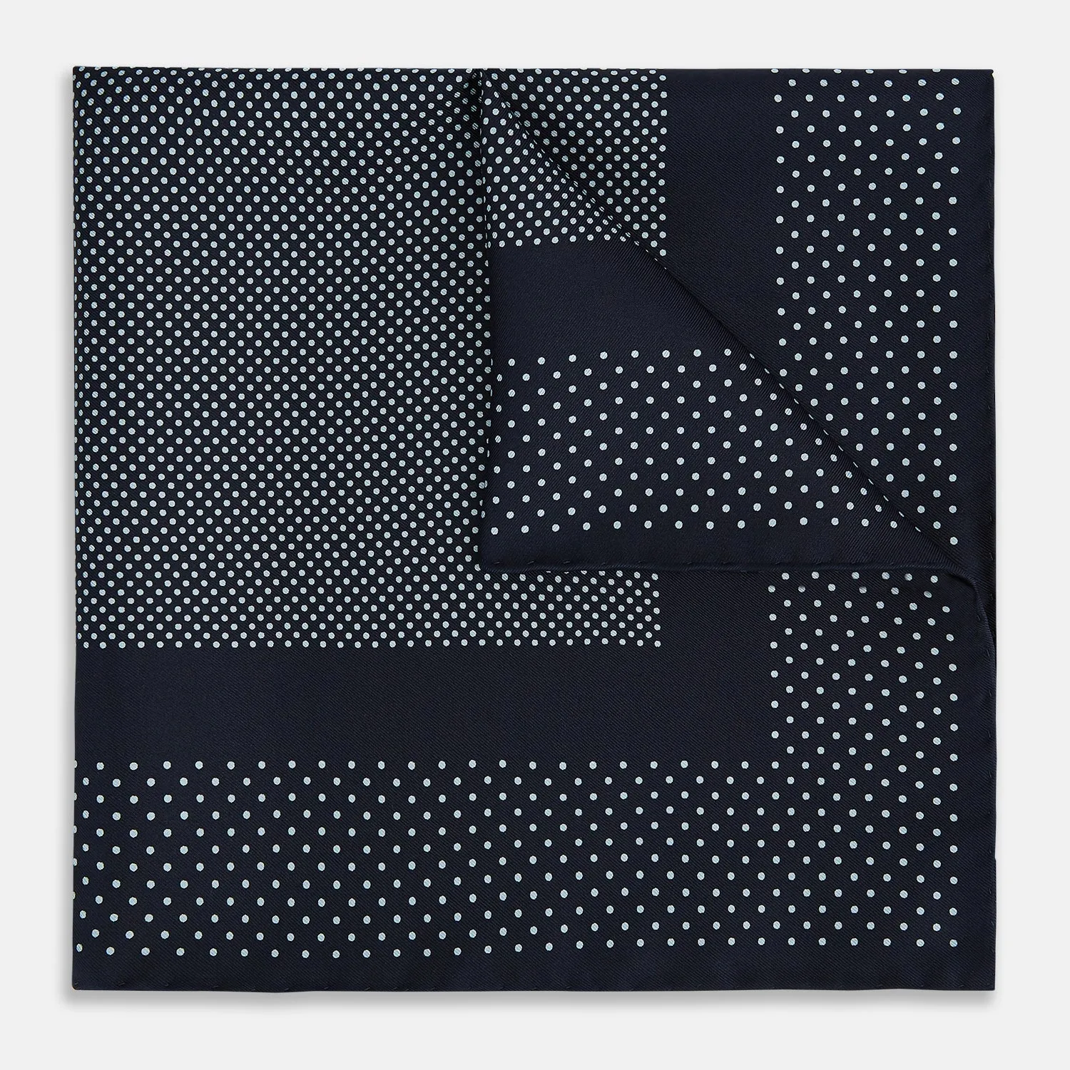 Navy and Light Blue Dot Silk Pocket Square sold by Turnbull & Asser