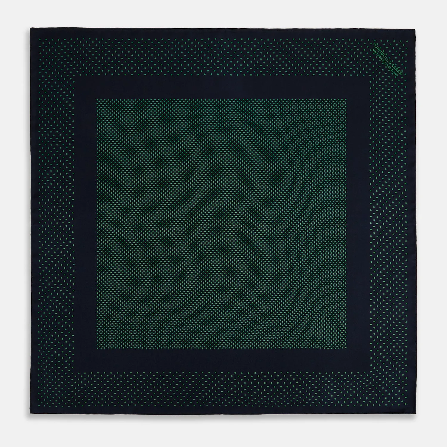 Navy and Green Dot Silk Pocket Square sold by Turnbull & Asser product image thumbnail 4