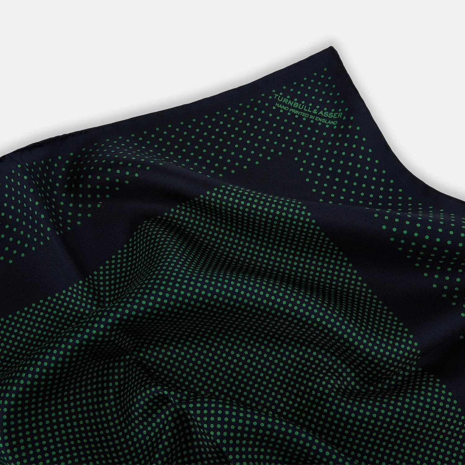 Navy and Green Dot Silk Pocket Square sold by Turnbull & Asser product image thumbnail 2
