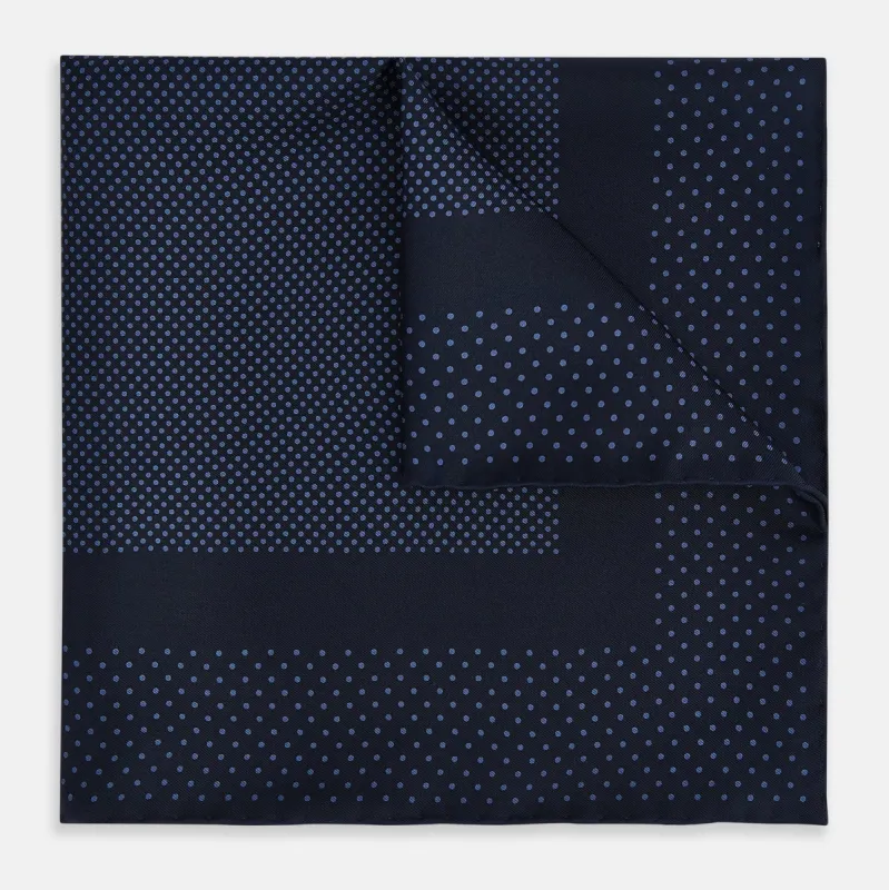 Midnight Blue Dot Silk Pocket Square sold by Turnbull & Asser
