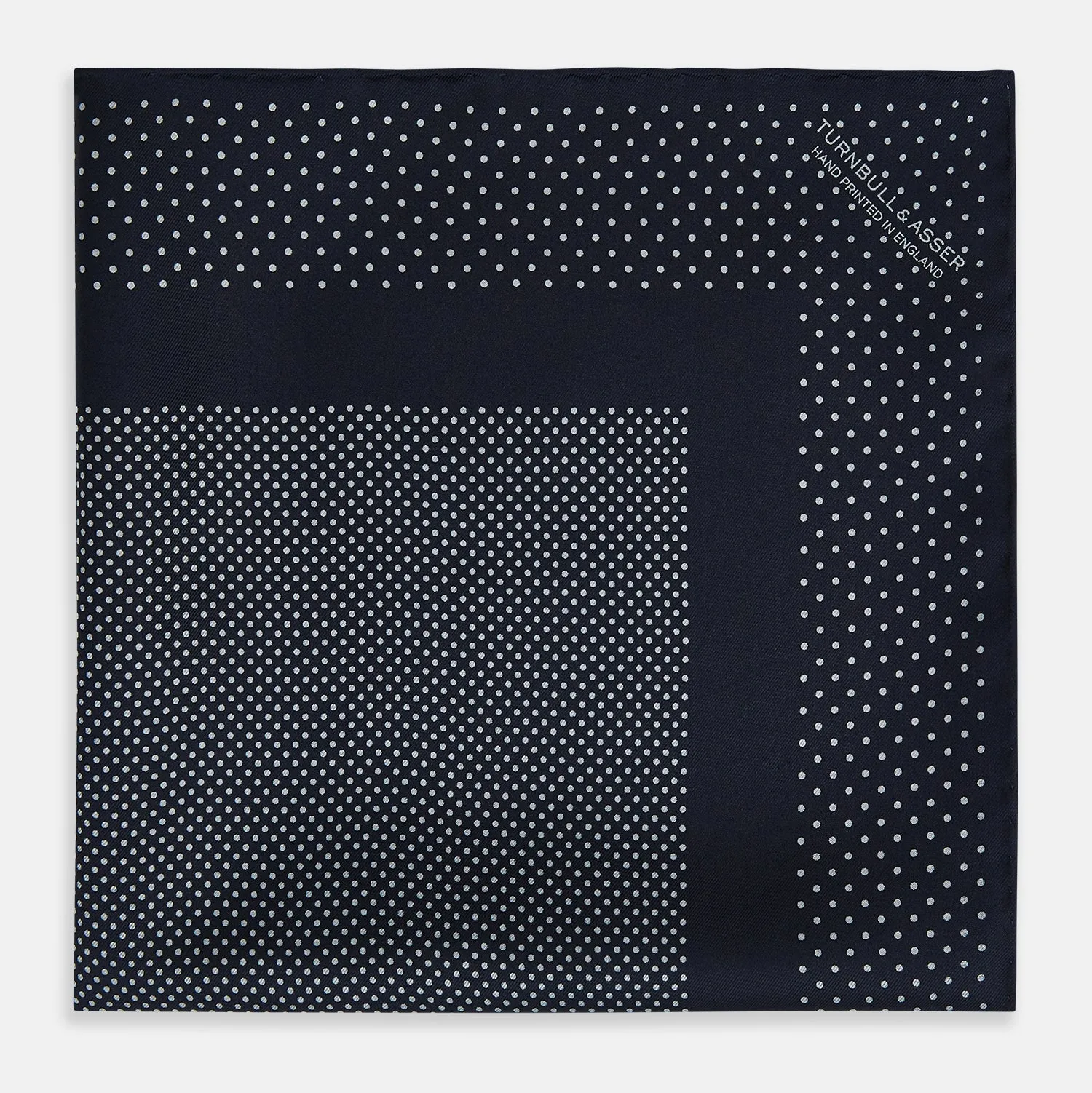 Navy and Grey Dot Silk Pocket Square sold by Turnbull & Asser product image thumbnail 3