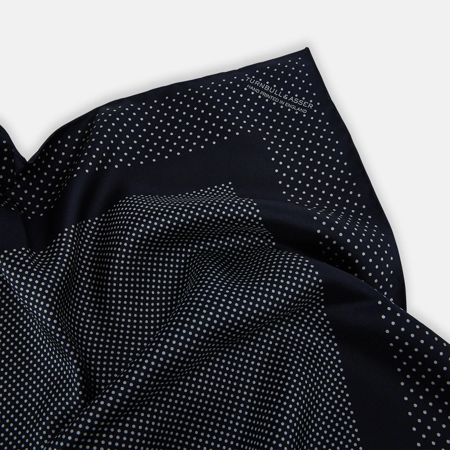 Navy and Grey Dot Silk Pocket Square sold by Turnbull & Asser product image thumbnail 2