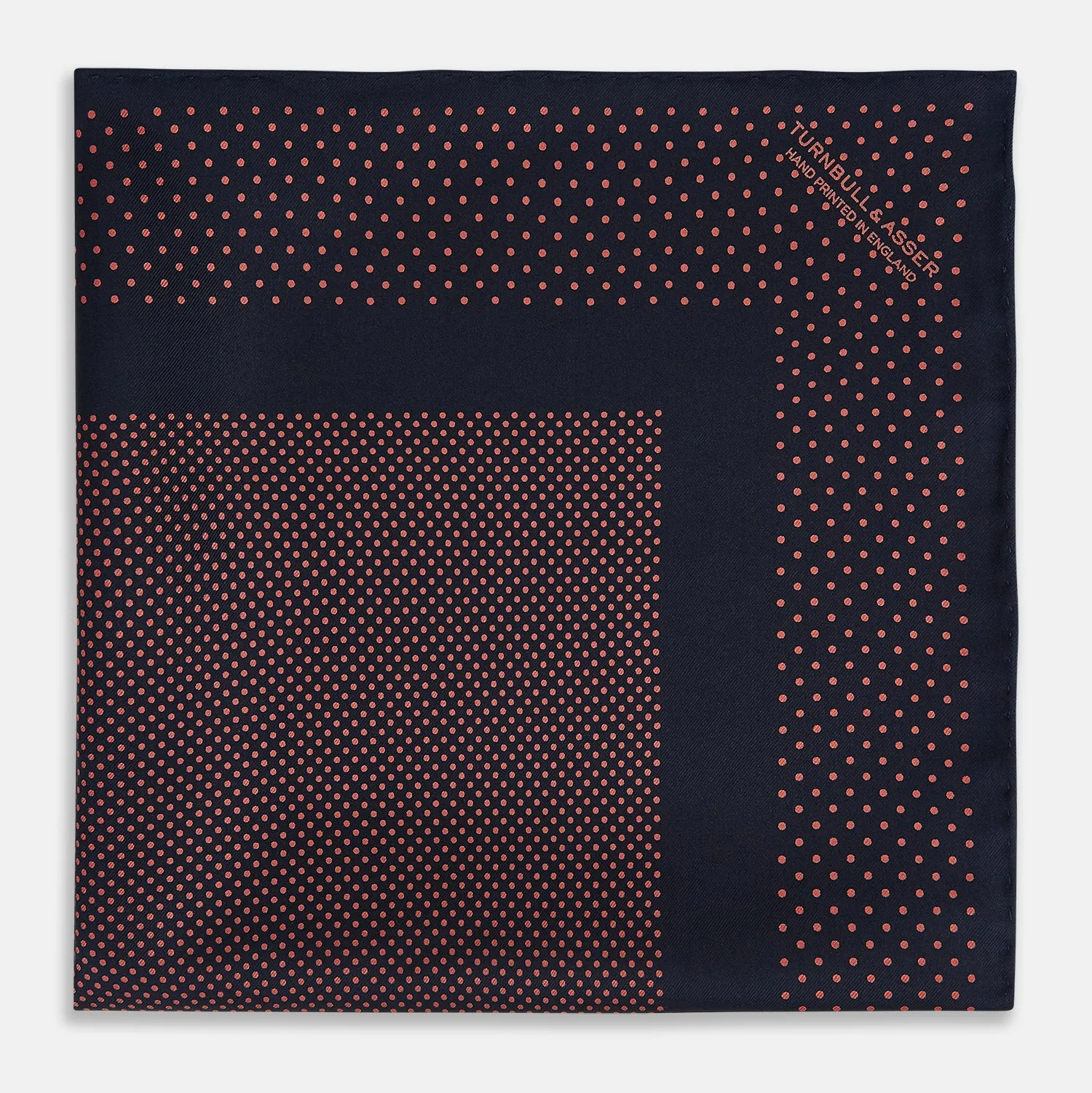 Navy and Orange Dot Silk Pocket Square sold by Turnbull & Asser product image thumbnail 3