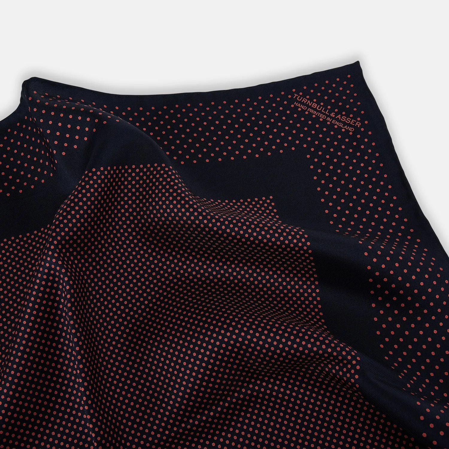 Navy and Orange Dot Silk Pocket Square sold by Turnbull & Asser product image thumbnail 2