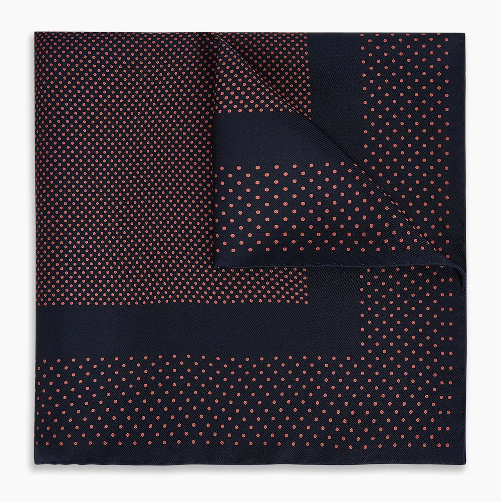 Navy and Orange Dot Silk Pocket Square sold by Turnbull & Asser product image thumbnail 5