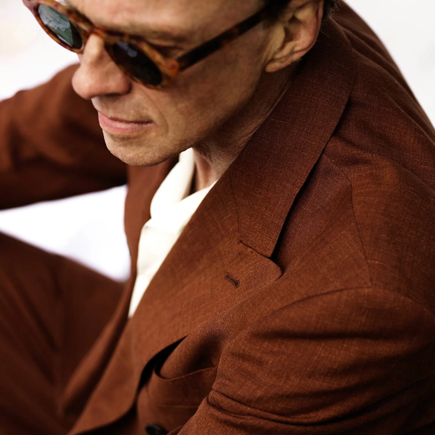 Rust Linen-Wool-Silk Bertie Blazer sold by Turnbull & Asser product image thumbnail 5