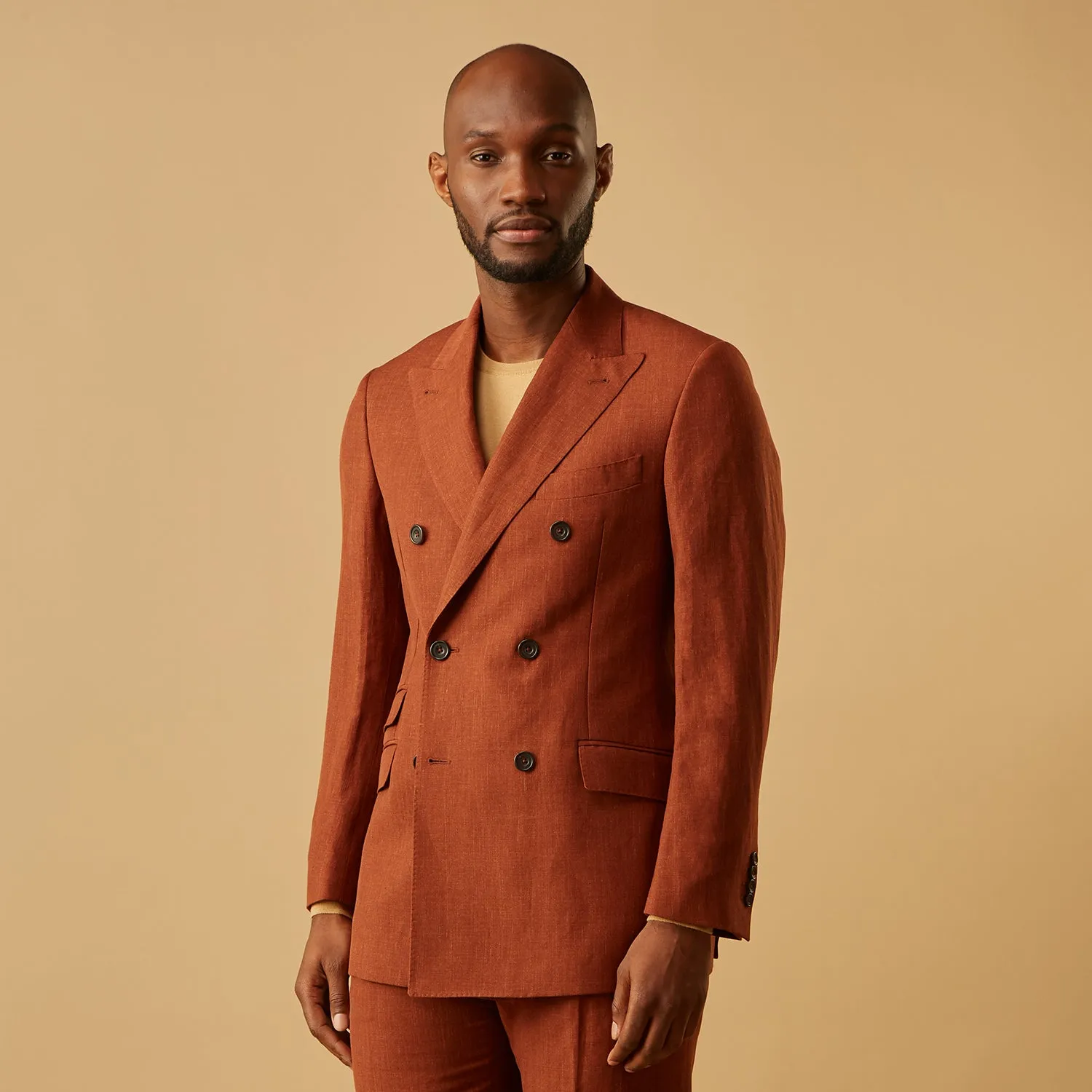 Rust Linen-Wool-Silk Bertie Blazer sold by Turnbull & Asser product image thumbnail 2
