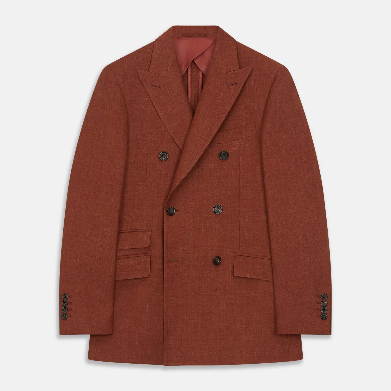 Rust Linen-Wool-Silk Bertie Blazer sold by Turnbull & Asser