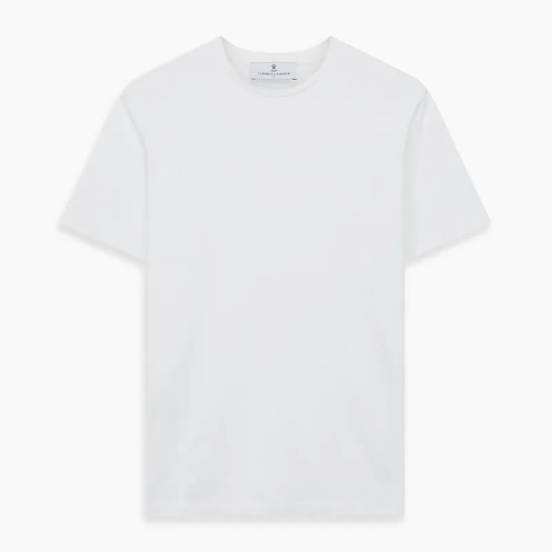White Davey Cotton T-Shirt sold by Turnbull & Asser