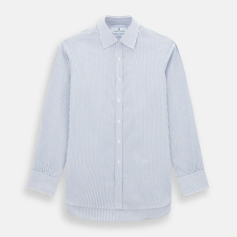 Navy Double Pinstripe Mayfair Shirt sold by Turnbull & Asser