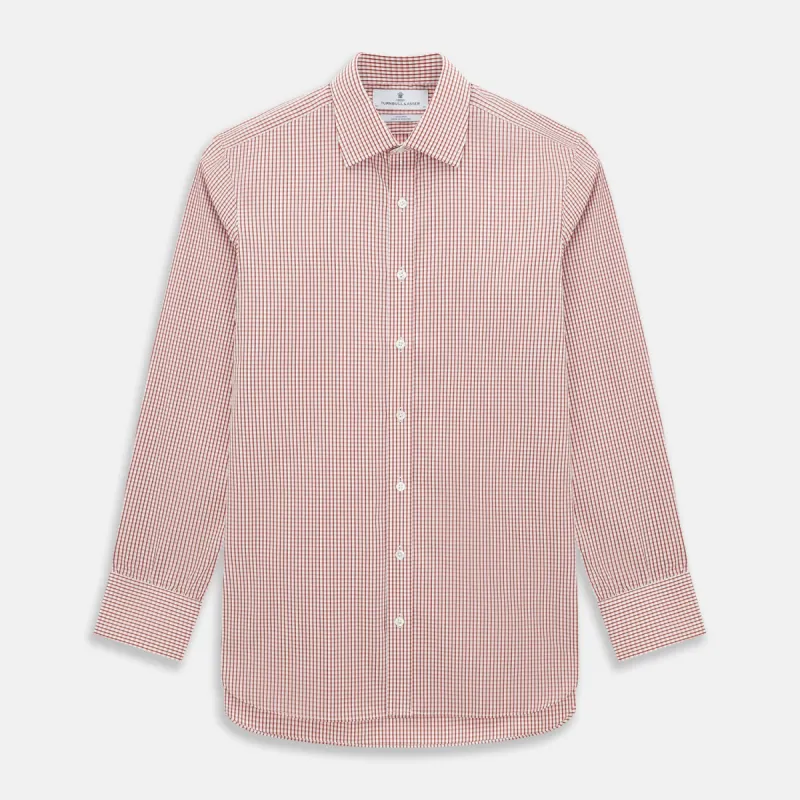 Red Micro Shadow Check Mayfair Shirt sold by Turnbull & Asser