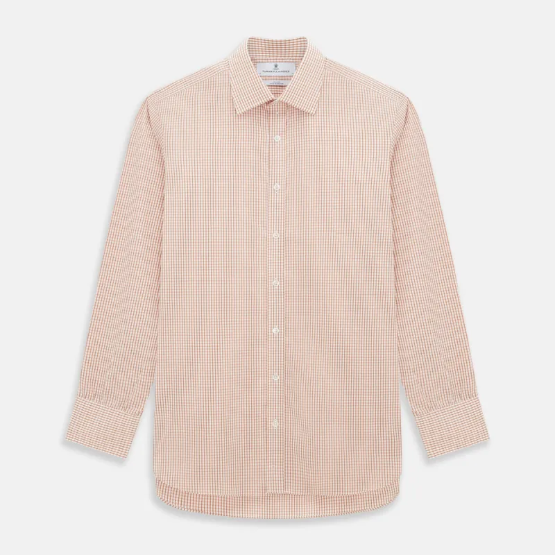 Orange Micro Shadow Check Mayfair Shirt sold by Turnbull & Asser