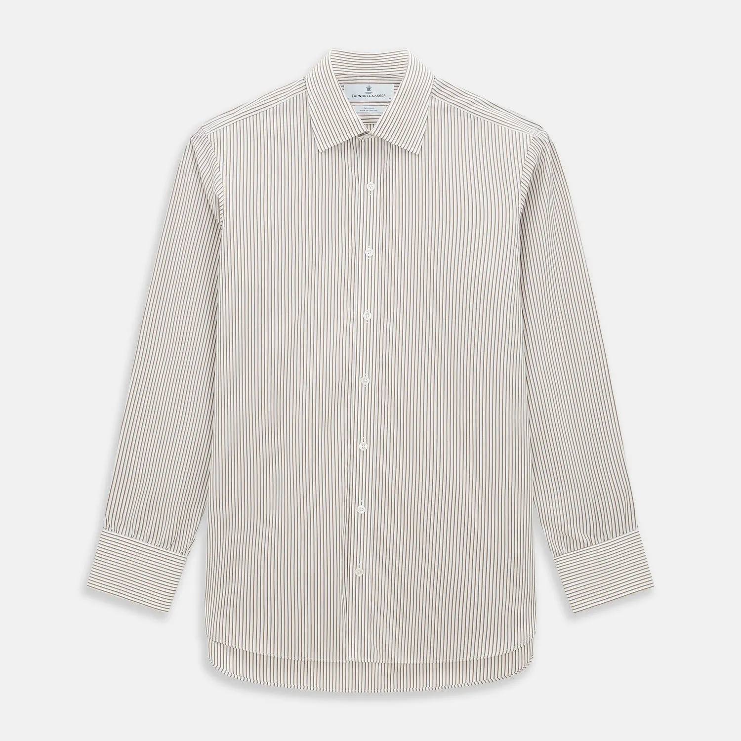 Coffee Shadow Stripe Mayfair Shirt sold by Turnbull & Asser
