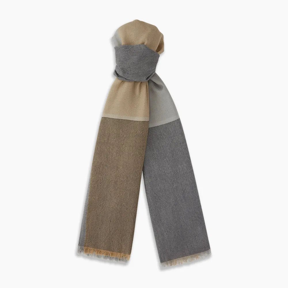 Grey and Beige Cashmere Scarf sold by Turnbull & Asser product image thumbnail 4