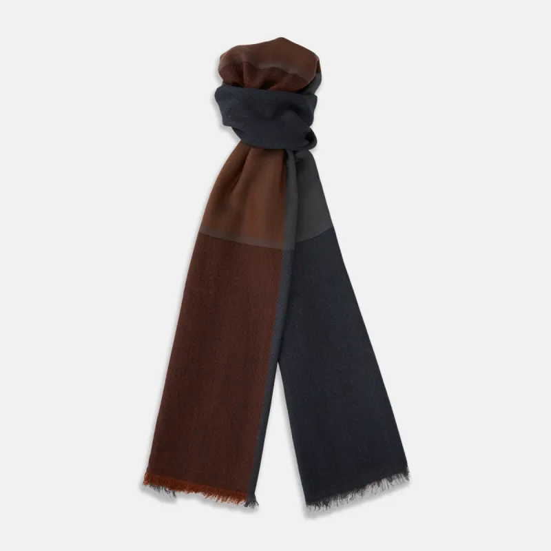 Brown and Navy Cashmere Scarf sold by Turnbull & Asser