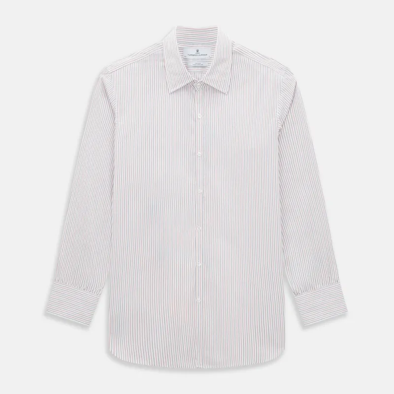 Red and Blue Double Stripe Westminster Shirt sold by Turnbull & Asser