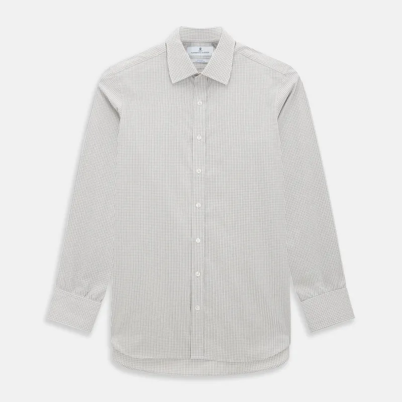 Grey Micro Shadow Check Mayfair Shirt sold by Turnbull & Asser