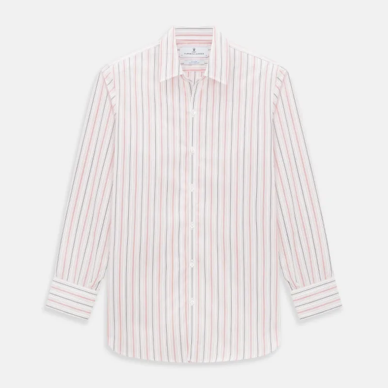 Red Multi Pencil Stripe Windsor Shirt sold by Turnbull & Asser