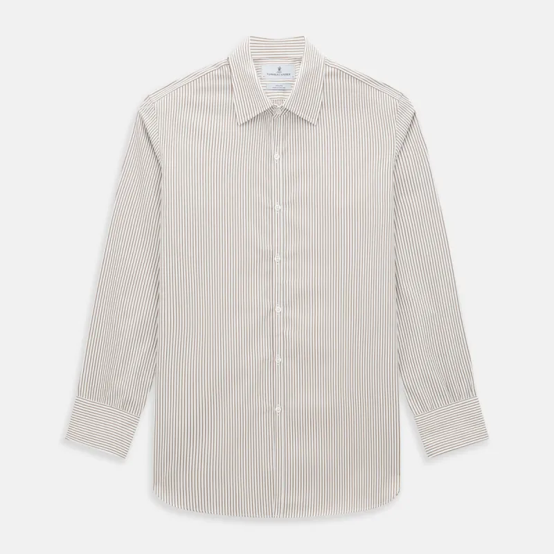 Coffee Multi Stripe Westminster Shirt sold by Turnbull & Asser