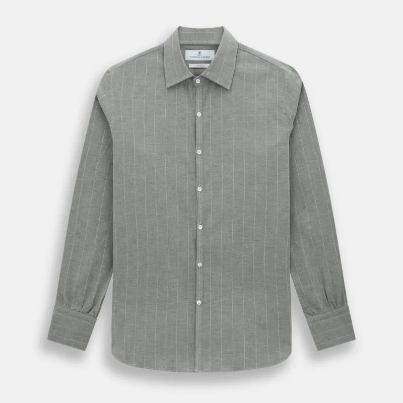 Grey Wide Stripe Westminster Shirt sold by Turnbull & Asser