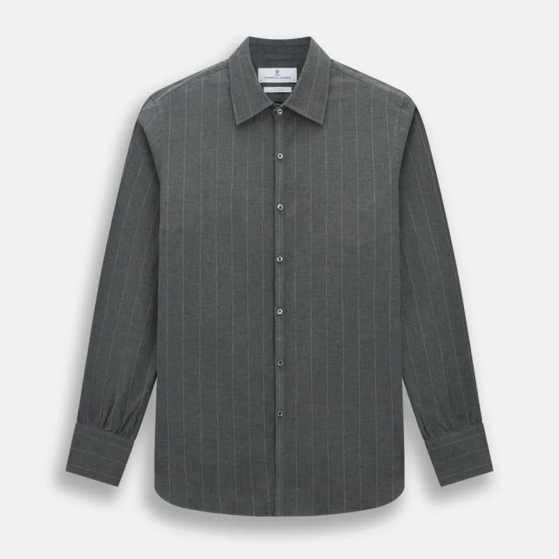 Charcoal Melange Wide Stripe Westminster Shirt sold by Turnbull & Asser