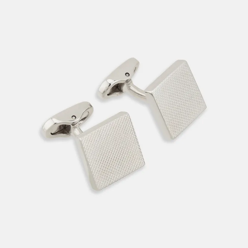 Silver Textured Square Cufflinks sold by Turnbull & Asser