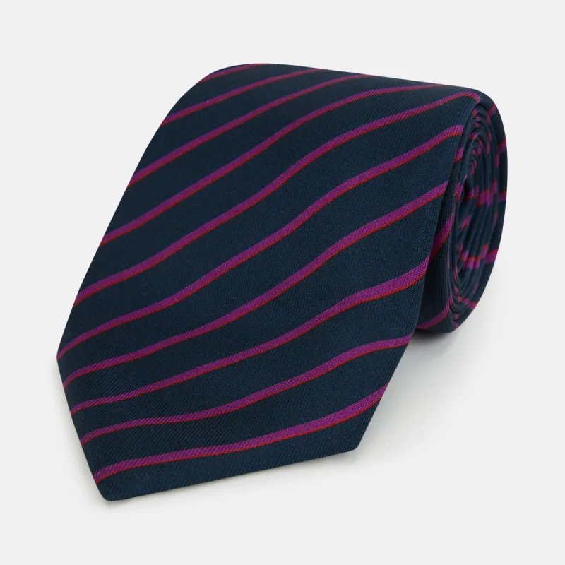 Navy and Purple Striped Blazer Silk Tie sold by Turnbull & Asser