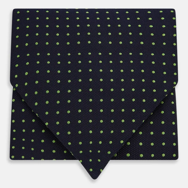 Green Micro Dot and Navy Silk Cravat sold by Turnbull & Asser