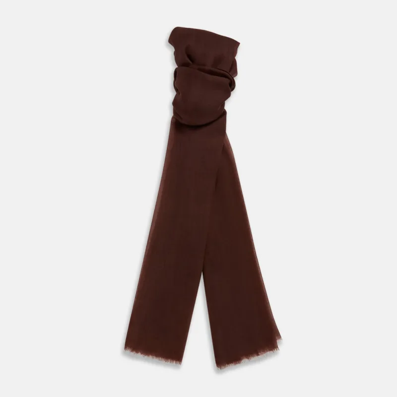 Dark Chocolate Cashmere Scarf sold by Turnbull & Asser