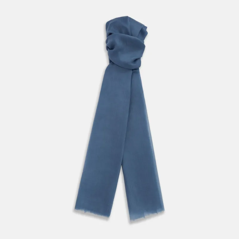Mid Blue Cashmere Scarf sold by Turnbull & Asser