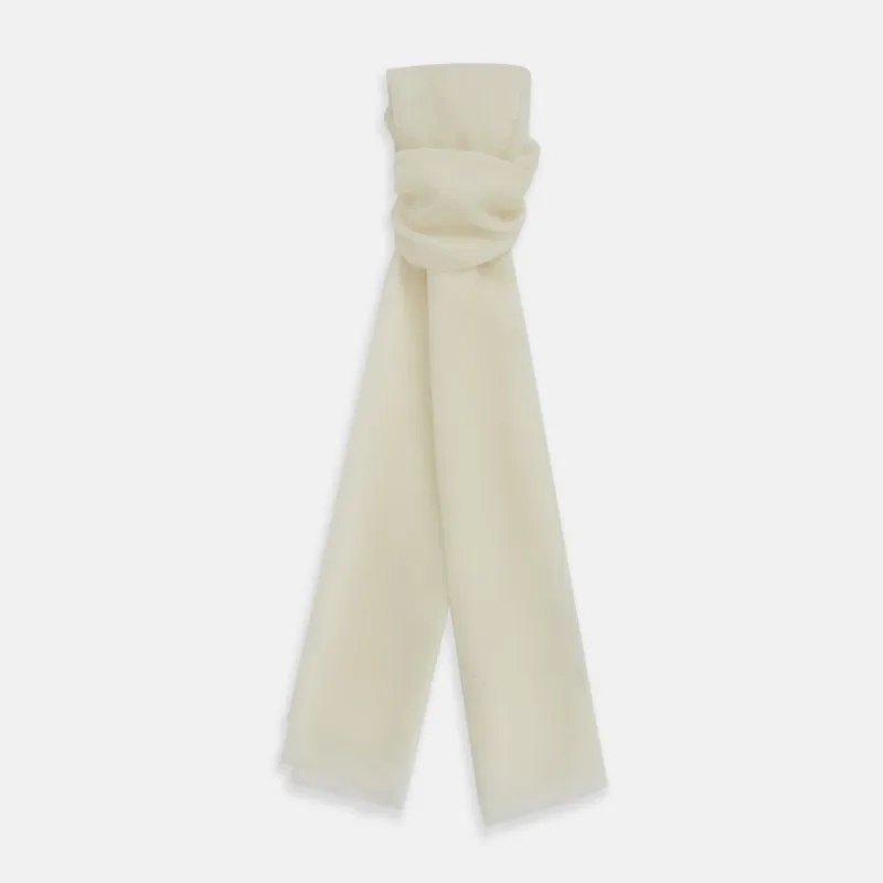 White Hand-Dyed Cashmere Scarf sold by Turnbull & Asser