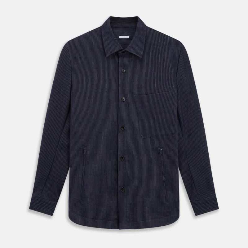 Navy Stripe Hampstead Overshirt sold by Turnbull & Asser