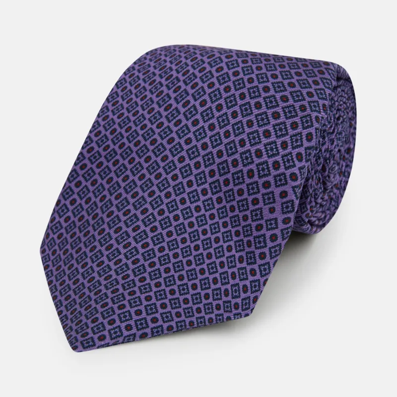 Purple Square and Circle Silk Tie sold by Turnbull & Asser