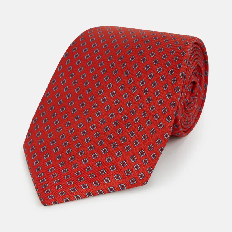 Red and Blue Square-Patterned Silk Tie sold by Turnbull & Asser