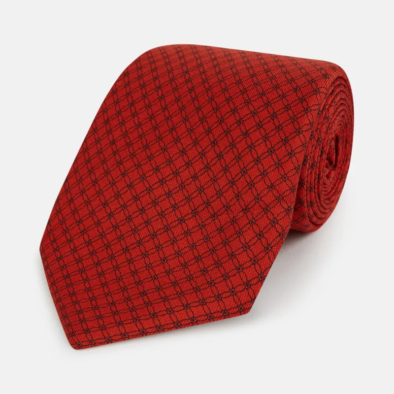 Red Lattice-Patterned Silk Tie sold by Turnbull & Asser