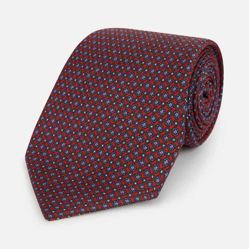 Red Multi-Floral Silk Tie sold by Turnbull & Asser