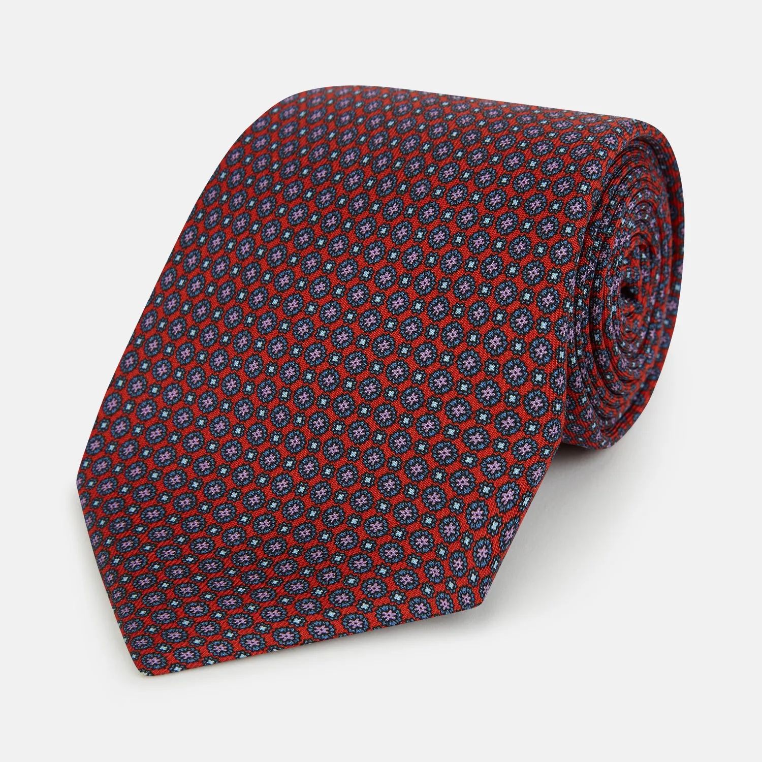 Red Multi-Floral Silk Tie sold by Turnbull & Asser