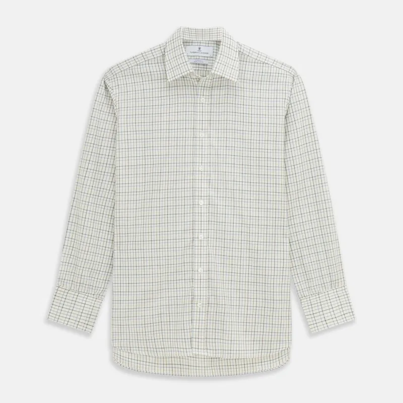 Green Tattersall Check Cashmerello Regular Fit Mayfair Shirt sold by Turnbull & Asser
