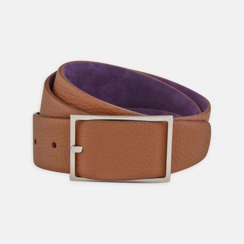 Lagun grained Nubuk Reversible Leather Belt sold by Turnbull & Asser