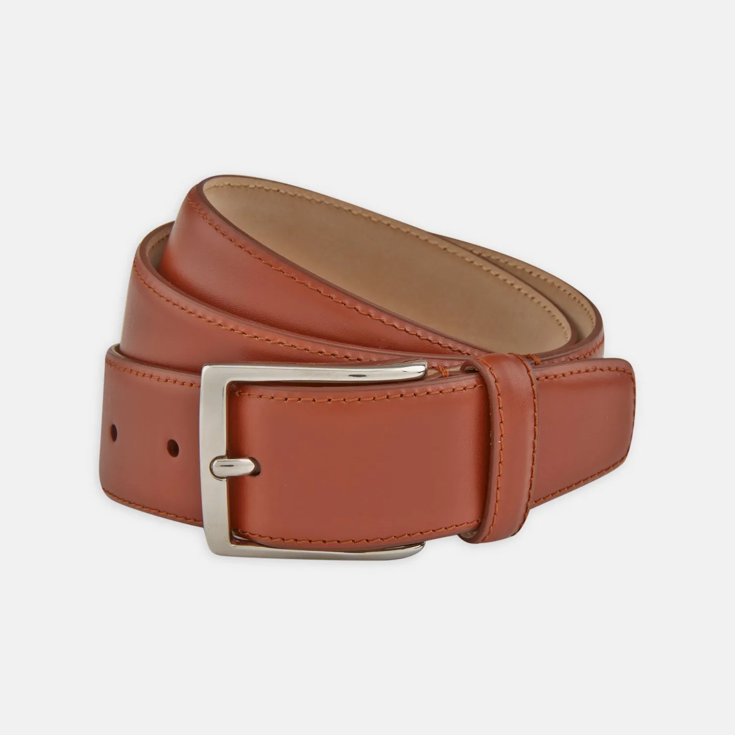Red Classic Calf Leather Satin Belt sold by Turnbull & Asser