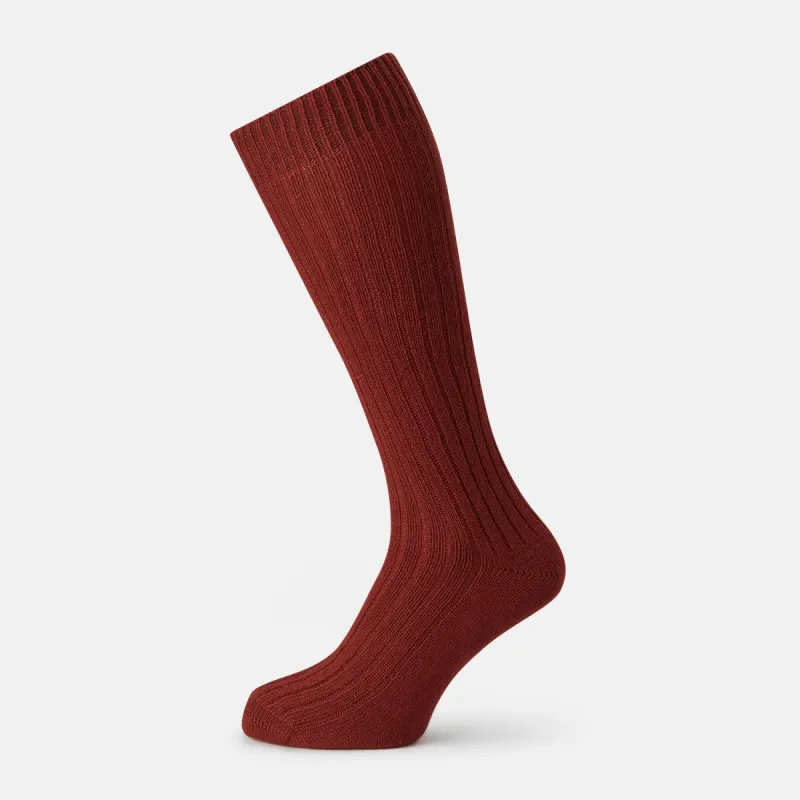 CASHMERE/COTTON BLEND  RUST 3/4 SOCKS sold by Turnbull & Asser