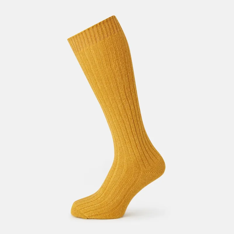 CASHMERE/COTTON BLEND OCHRE SOCKS sold by Turnbull & Asser