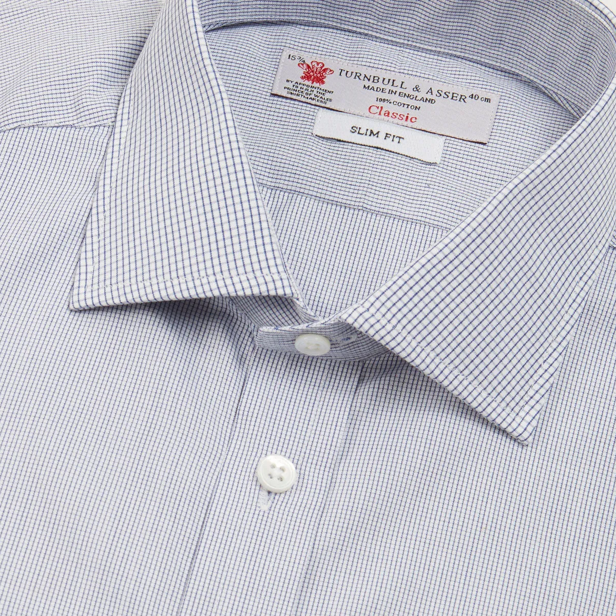 Slim Fit Blue Checked Shirt sold by Turnbull & Asser product image thumbnail 5