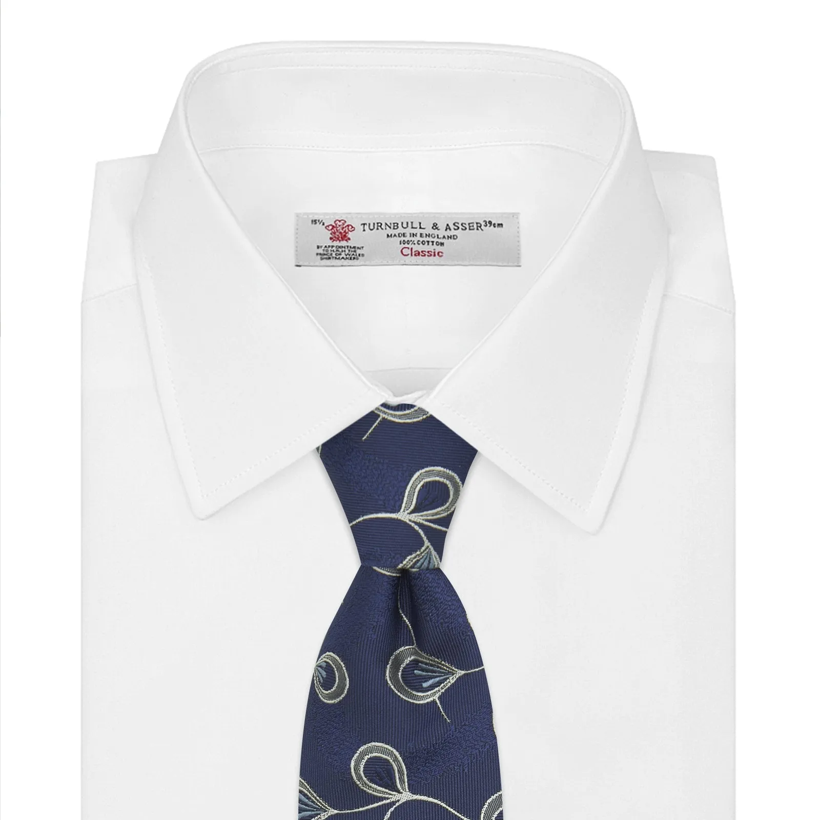 Navy Jacquard Silk Floral Tie sold by Turnbull & Asser product image thumbnail 2