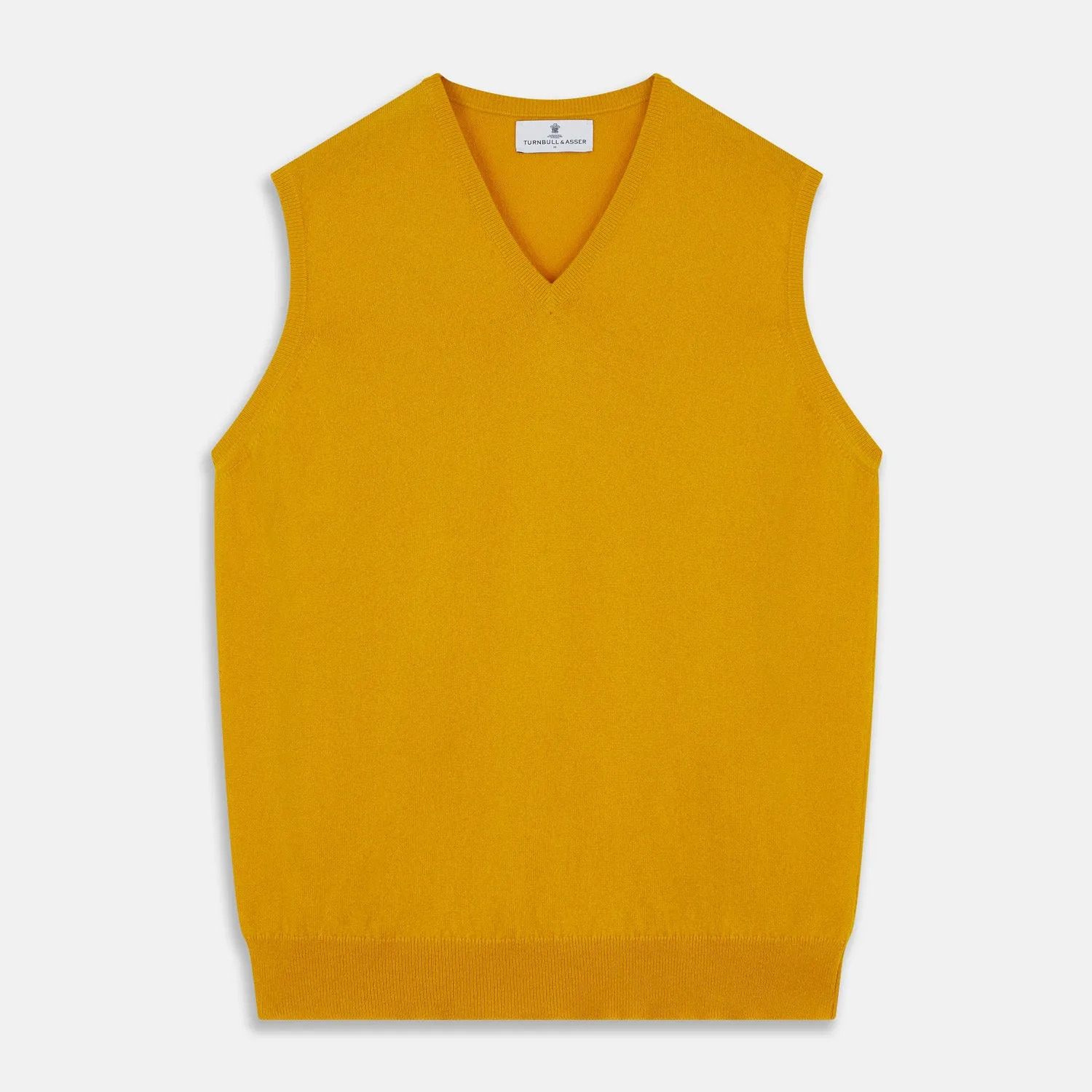 Gold Ifor Cashmere Slipover sold by Turnbull & Asser