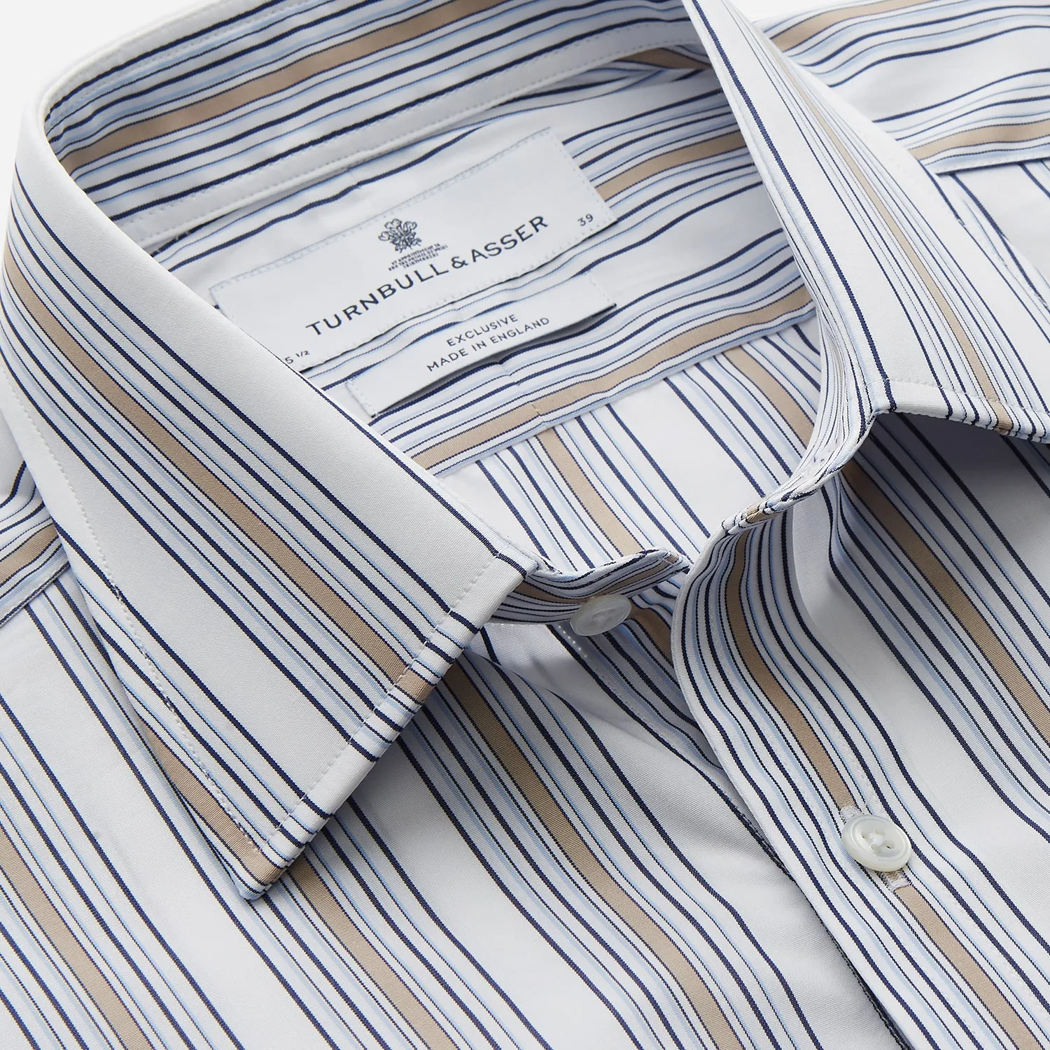 Sand Multi Stripe Regular Fit Shirt with T&A Collar & 3 Button Cuffs sold by Turnbull & Asser product image thumbnail 2