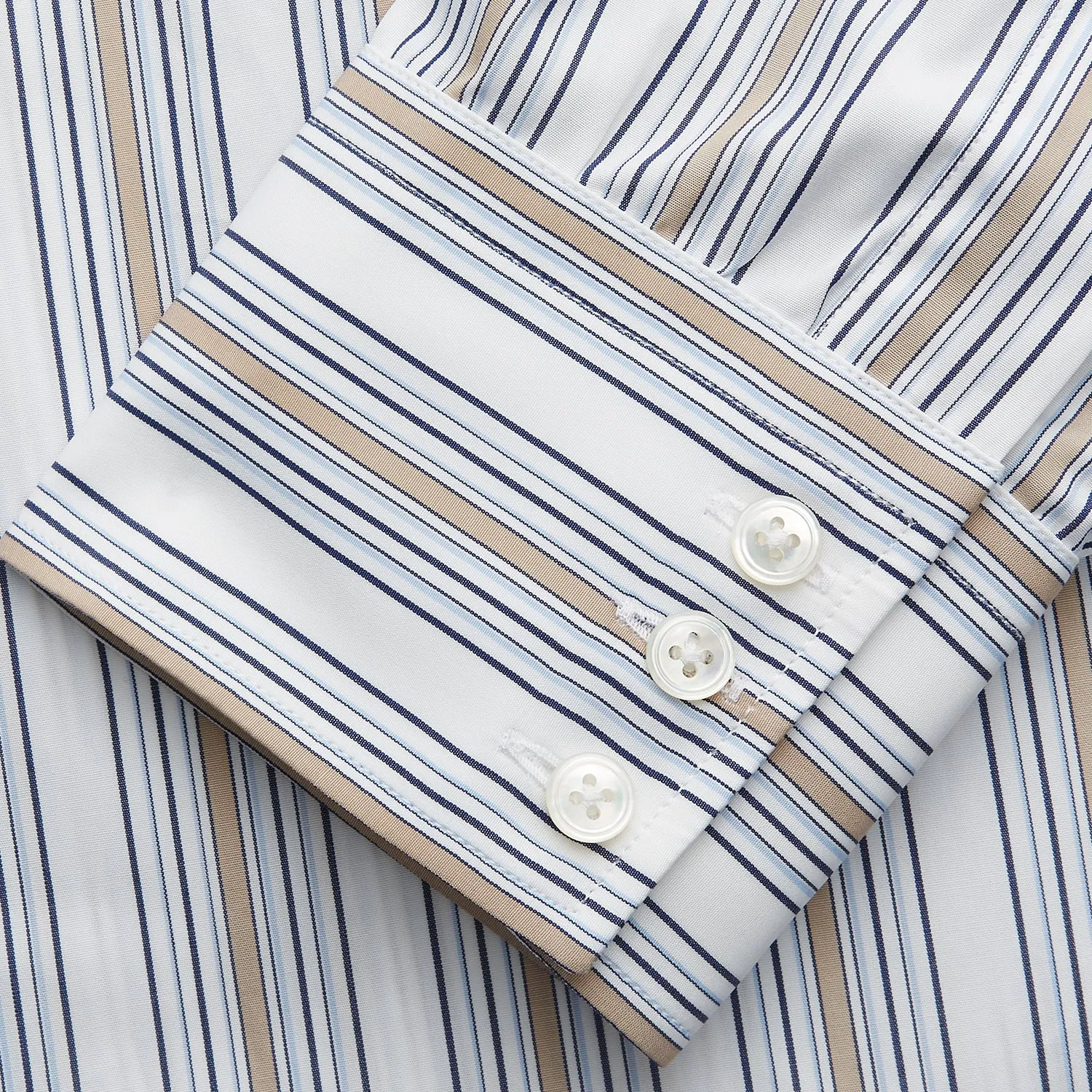 Sand Multi Stripe Regular Fit Shirt with T&A Collar & 3 Button Cuffs sold by Turnbull & Asser product image thumbnail 3